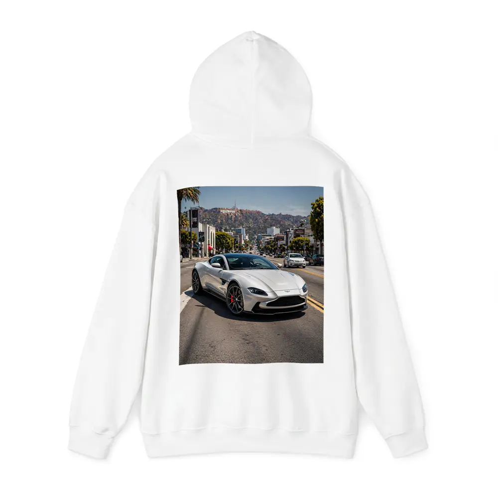 Aston Martin Vantage Silver Hollywood Street Scene – Hoodies