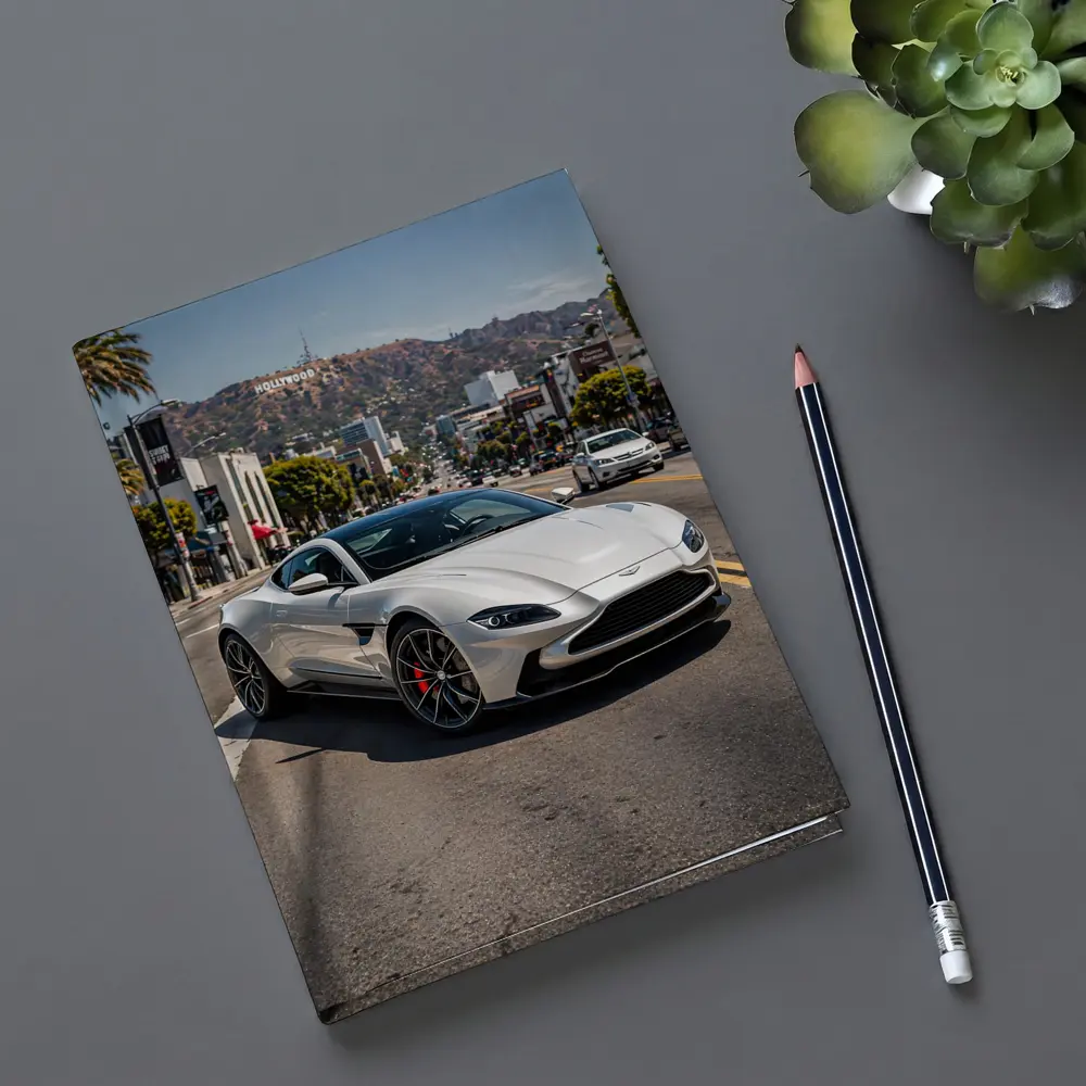 Aston Martin Vantage Silver Hollywood Street Scene – Notebooks