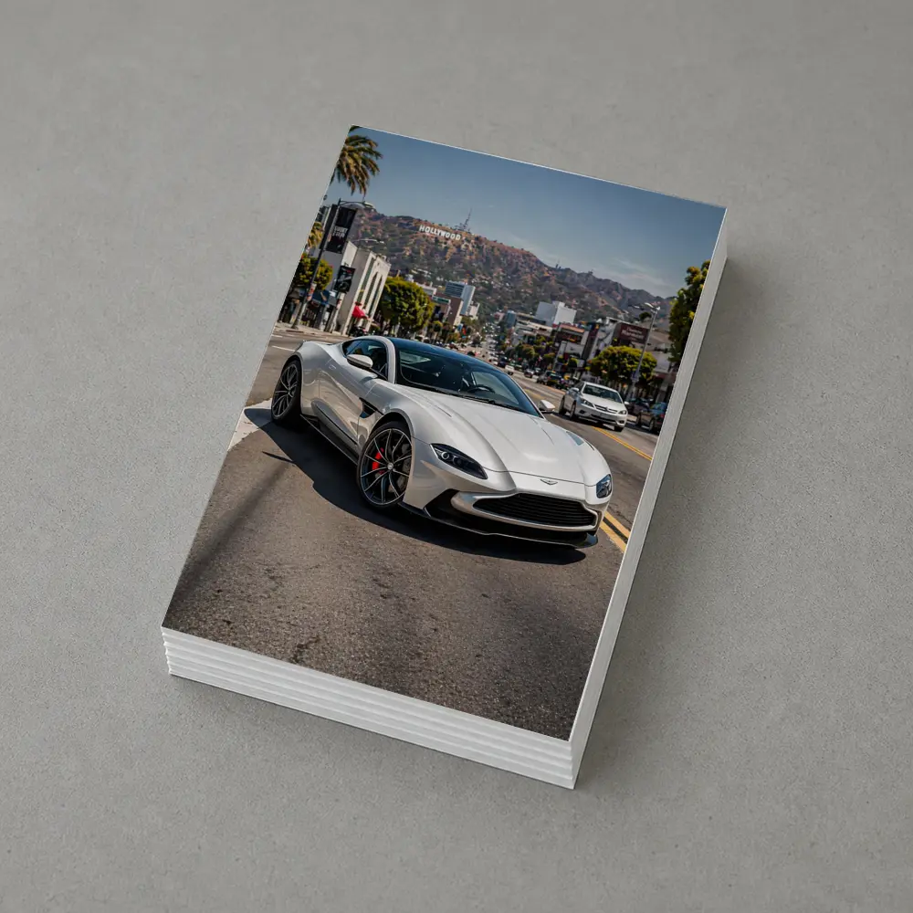 Aston Martin Vantage Silver Hollywood Street Scene – Postcards