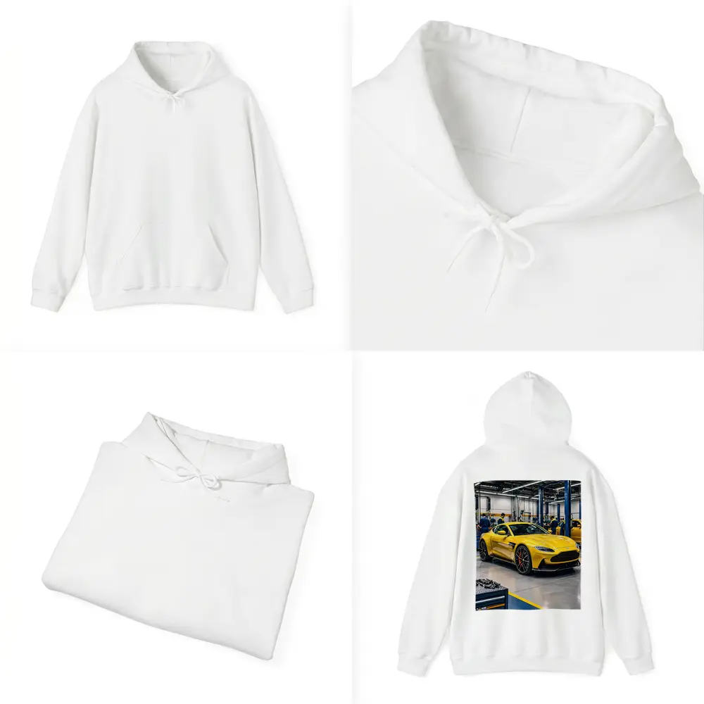 Aston Martin Vantage Yellow Car Service Garage – Hoodies