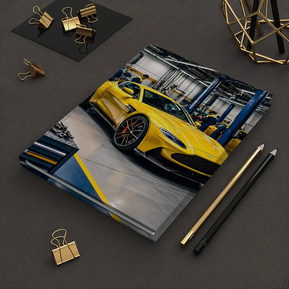 Aston Martin Vantage Yellow Car Service Garage – Notebooks
