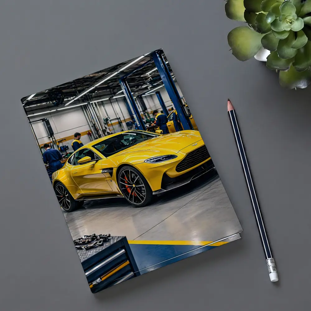 Aston Martin Vantage Yellow Car Service Garage – Notebooks
