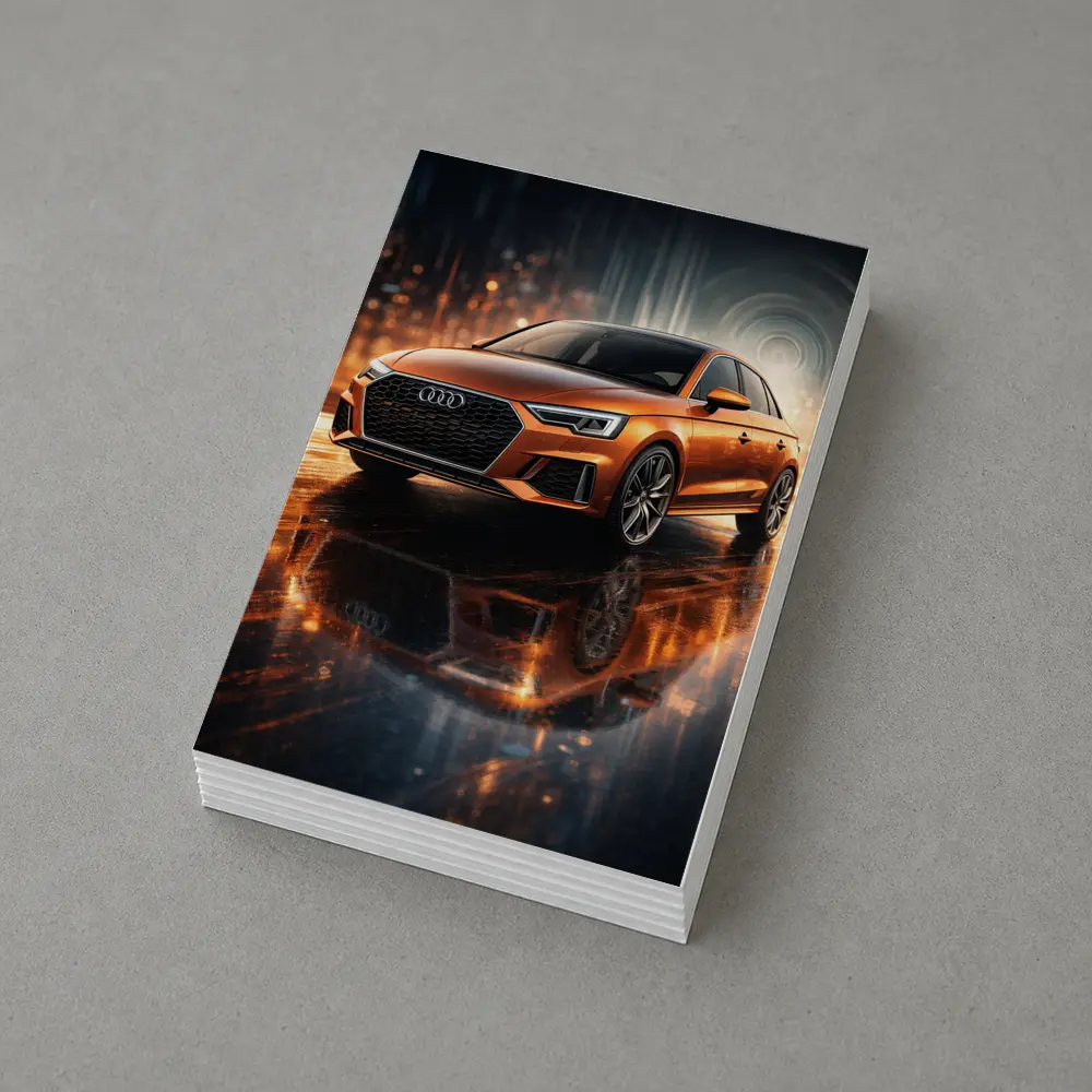 Audi A3 Orange Sedan Neon City Night – Postcards