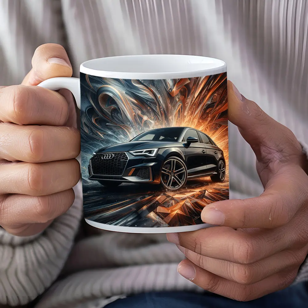 Audi A3 Black Abstract Dynamic Art Background – Mugs