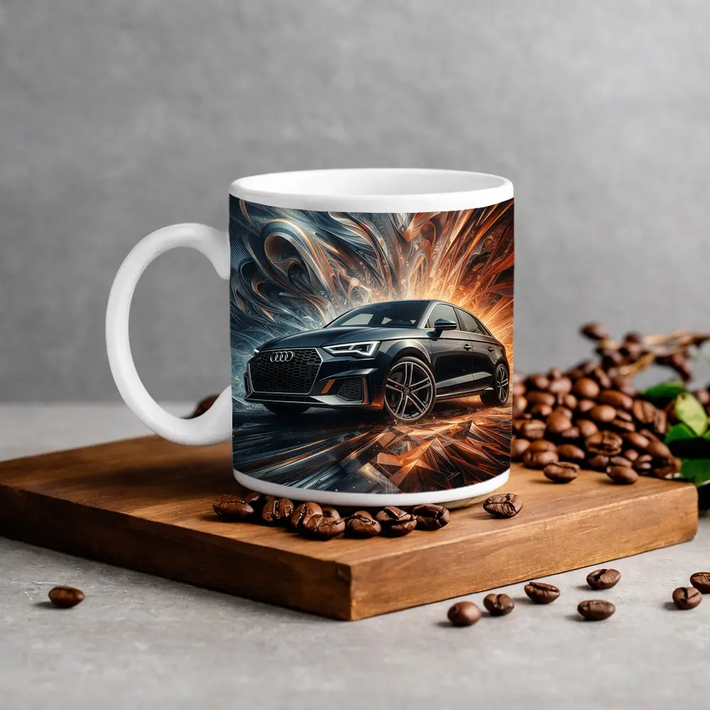 Audi A3 Black Abstract Dynamic Art Background – Mugs