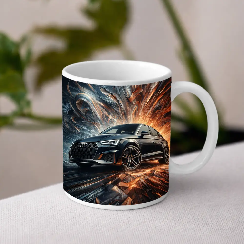 Audi A3 Black Abstract Dynamic Art Background – Mugs
