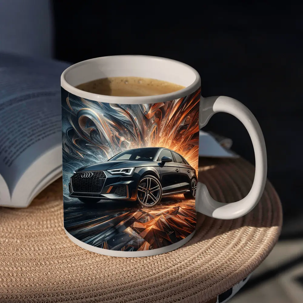 Audi A3 Black Abstract Dynamic Art Background – Mugs