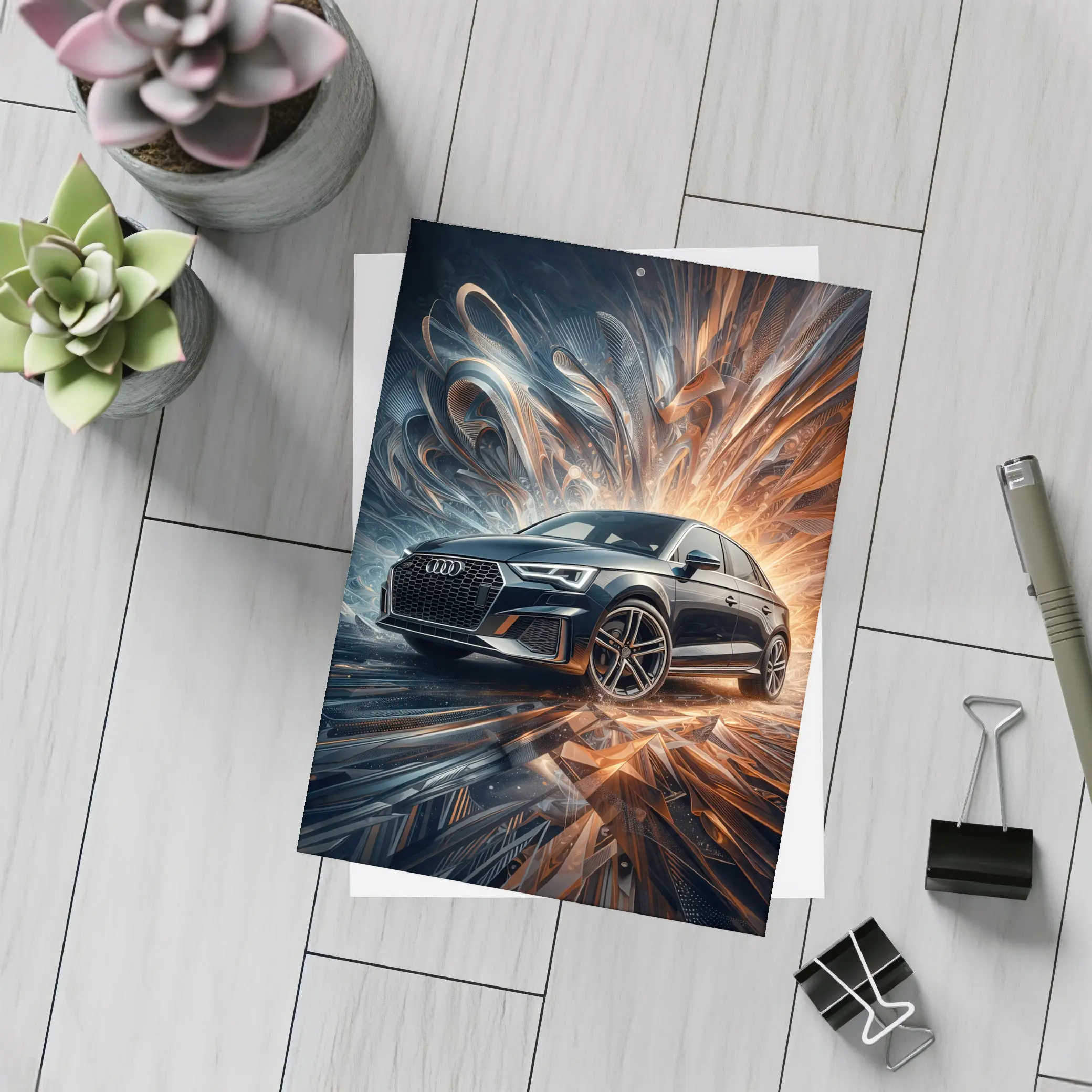 Audi A3 Black Abstract Dynamic Art Background – Postcards