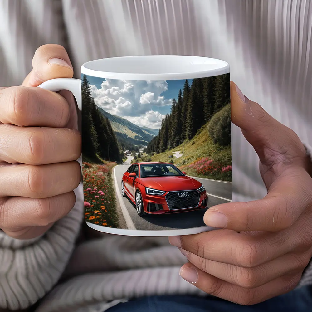 Red Audi A3 Mountain Road Alpine Drive – Mugs