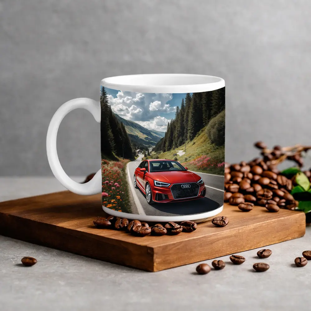 Red Audi A3 Mountain Road Alpine Drive – Mugs