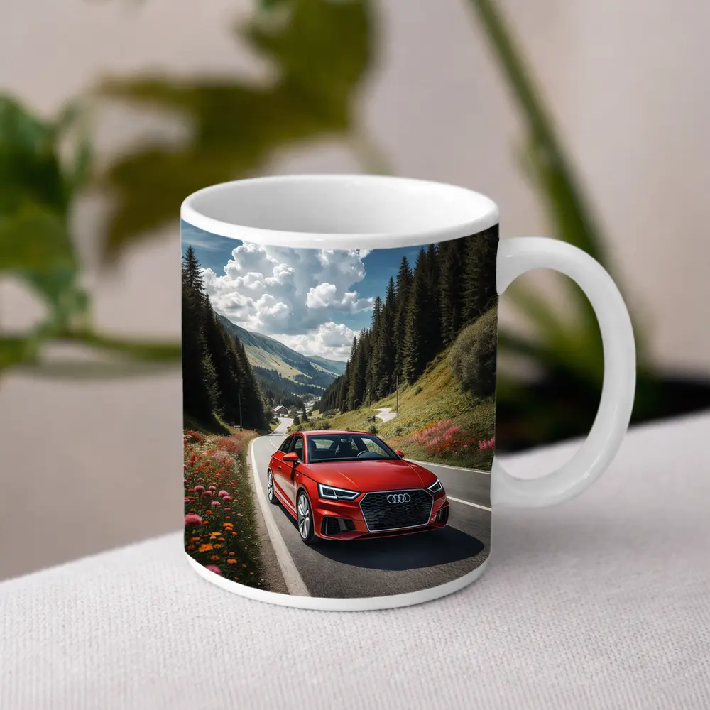 Red Audi A3 Mountain Road Alpine Drive – Mugs