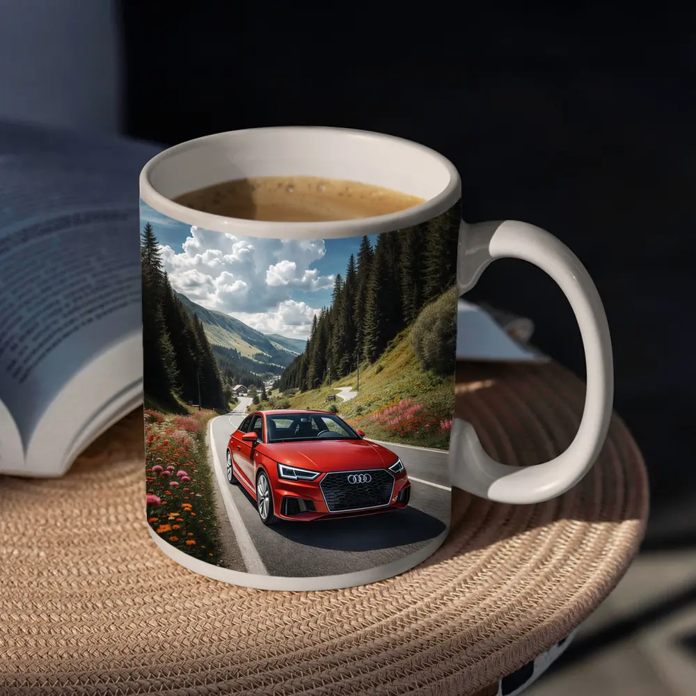 Red Audi A3 Mountain Road Alpine Drive – Mugs