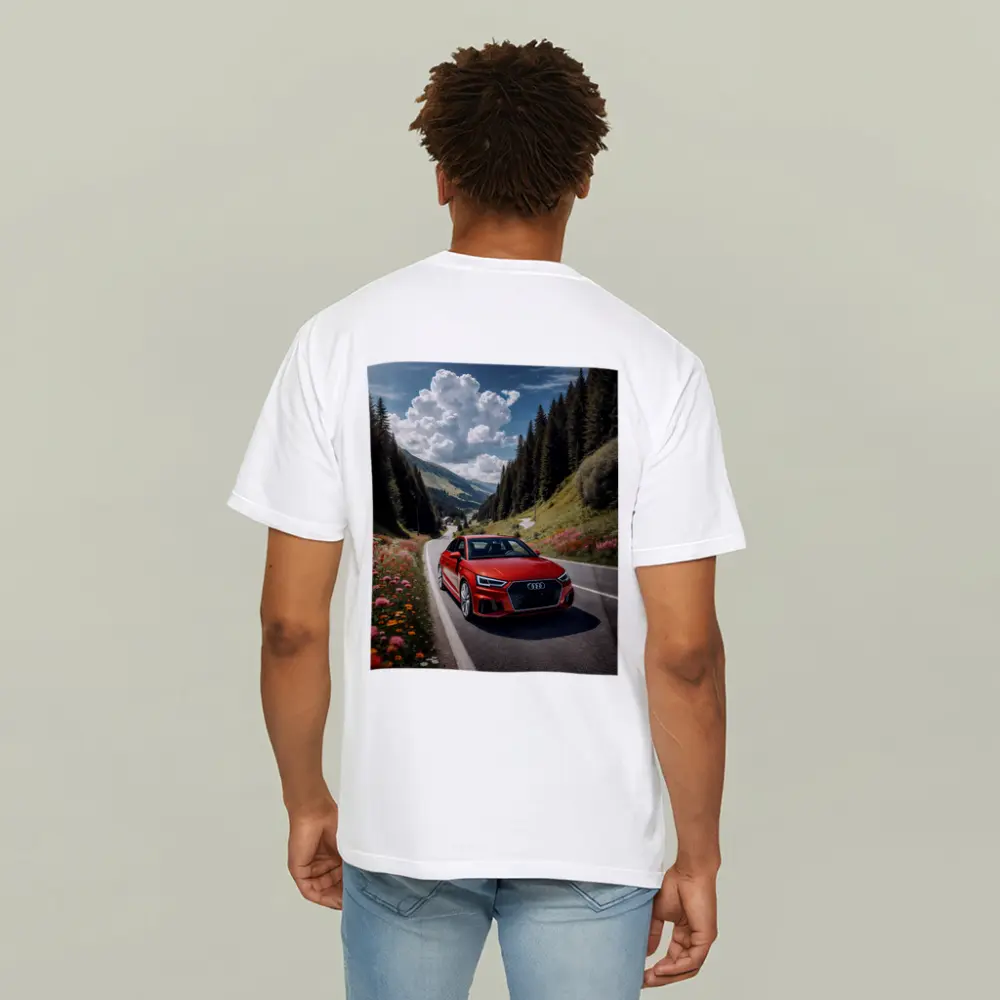 Red Audi A3 Mountain Road Alpine Drive – T-Shirts