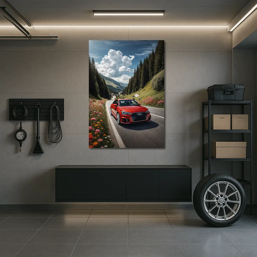 Red Audi A3 Mountain Road Alpine Drive – Wall Art