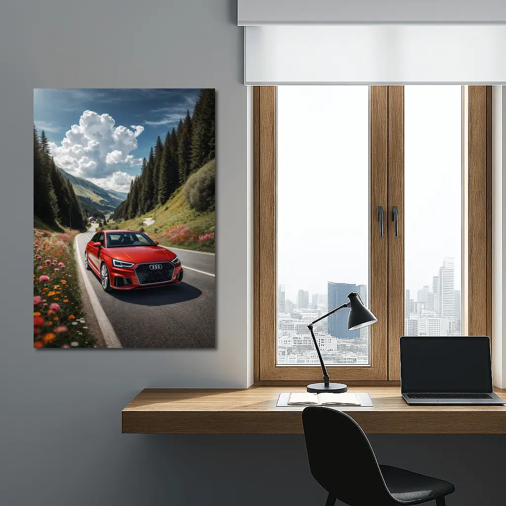 Red Audi A3 Mountain Road Alpine Drive – Wall Art