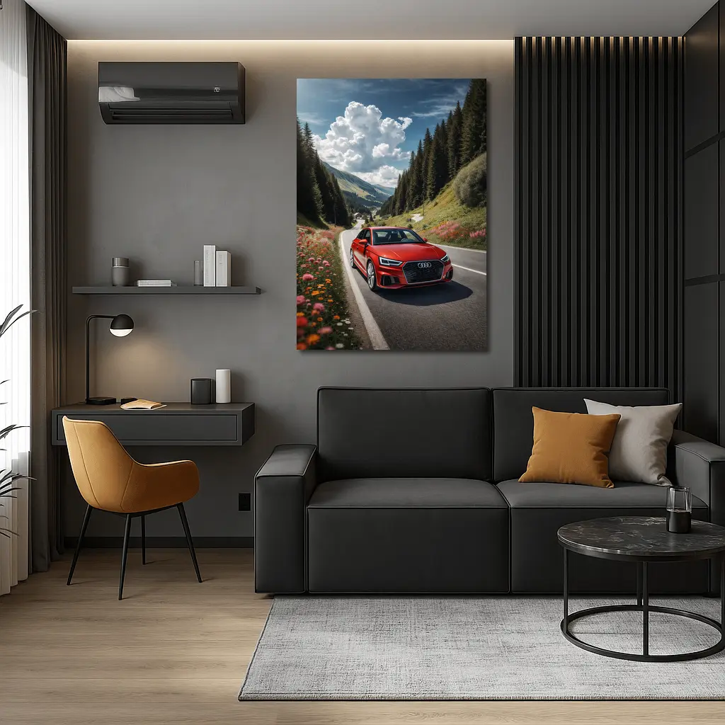 Red Audi A3 Mountain Road Alpine Drive – Wall Art