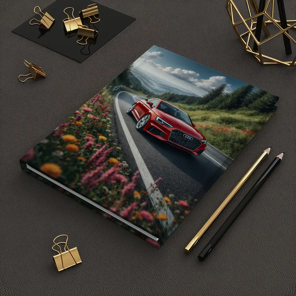 Red Audi RS5 on Scenic Mountain Road – Notebooks
