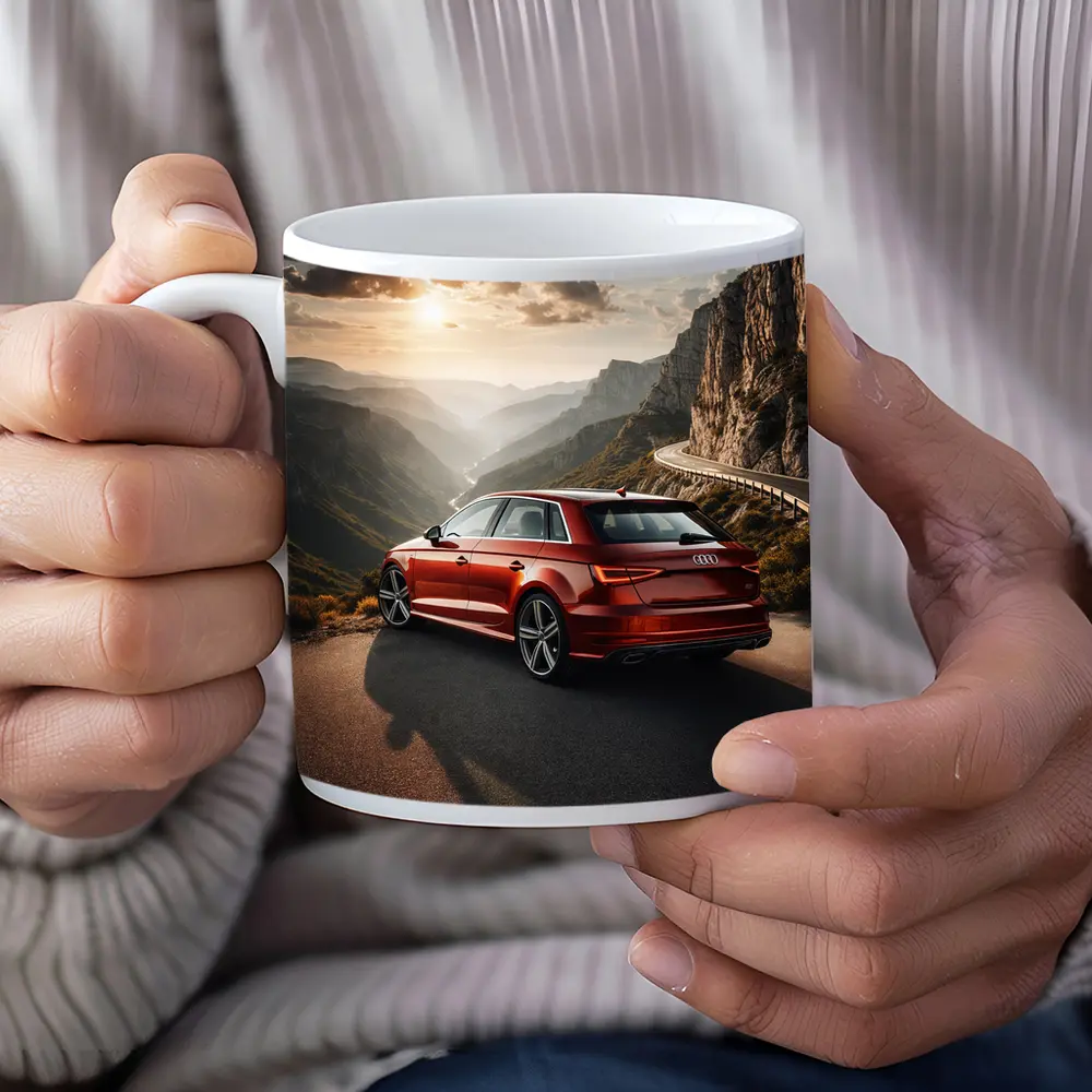 Audi A3 Red Mountain Road Sunset Drive – Mugs