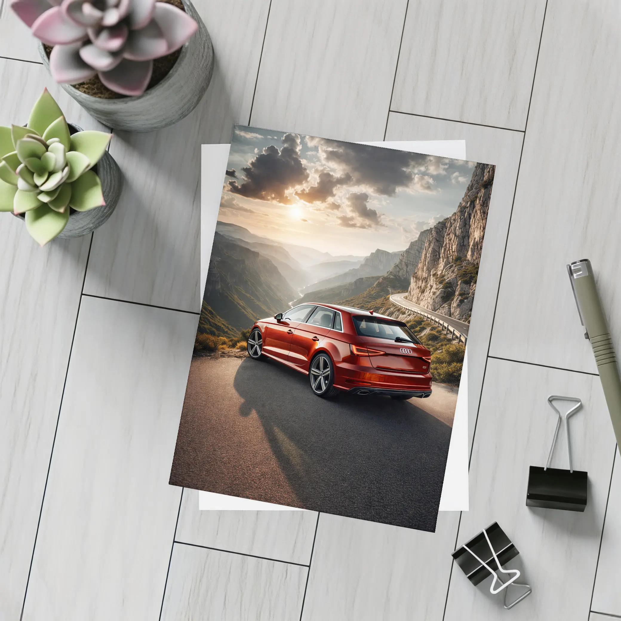 Audi A3 Red Mountain Road Sunset Drive – Postcards