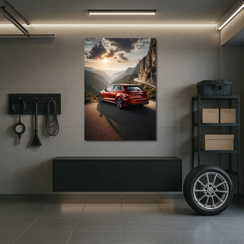 Audi A3 Red Mountain Road Sunset Drive – Wall Art