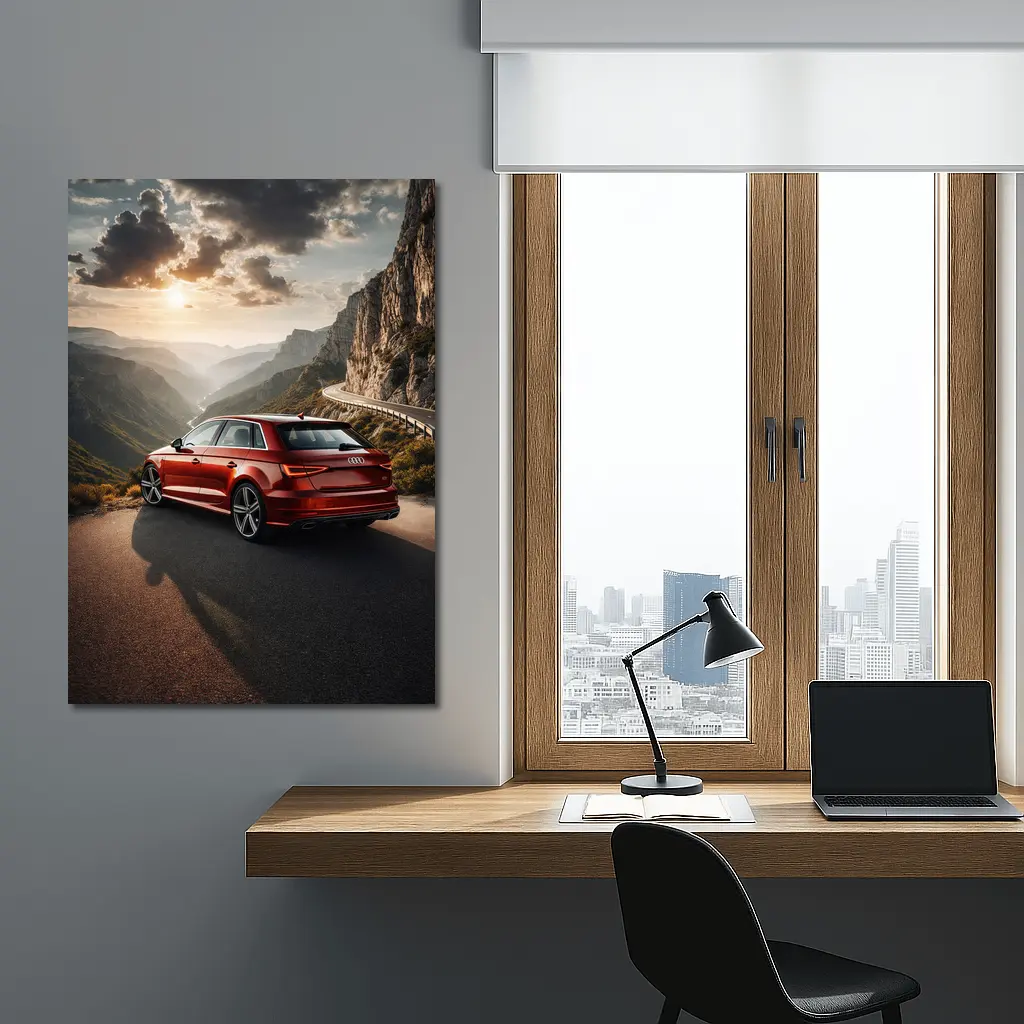 Audi A3 Red Mountain Road Sunset Drive – Wall Art
