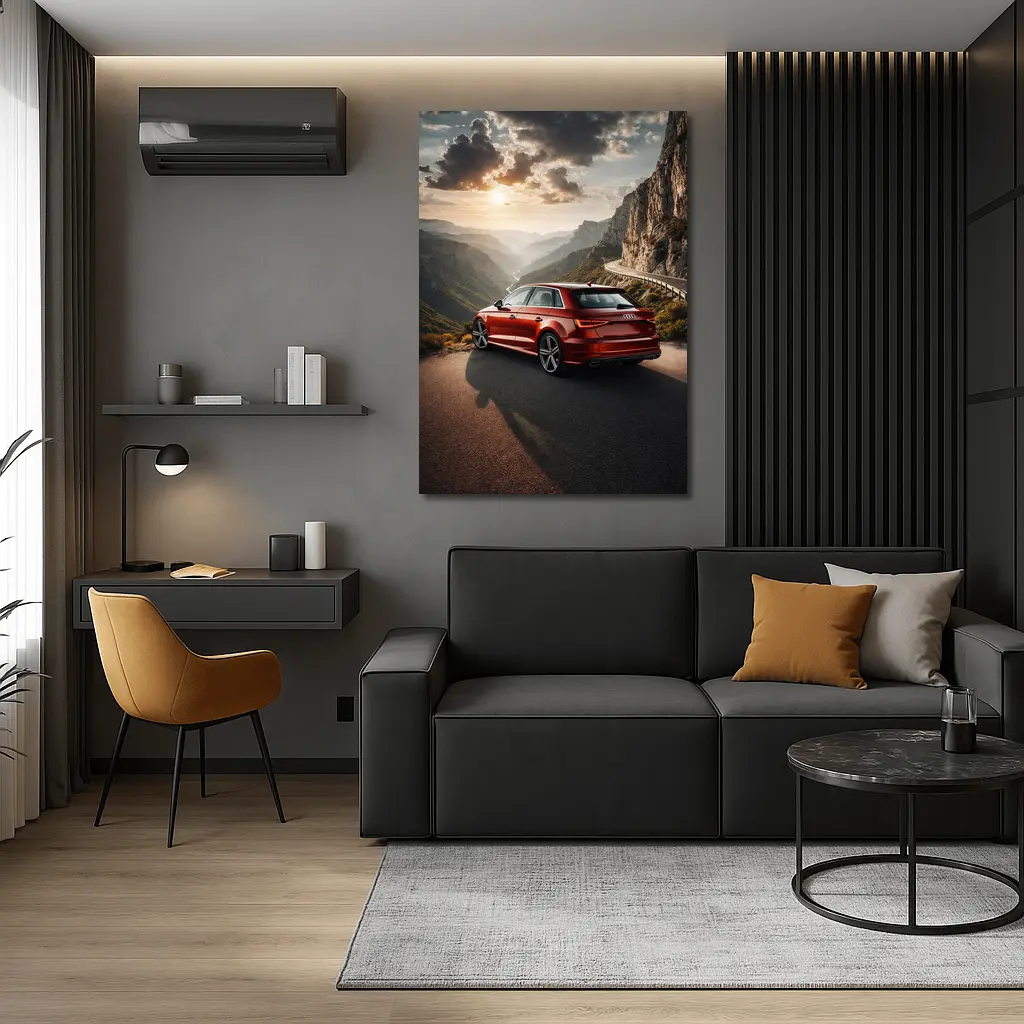 Audi A3 Red Mountain Road Sunset Drive – Wall Art