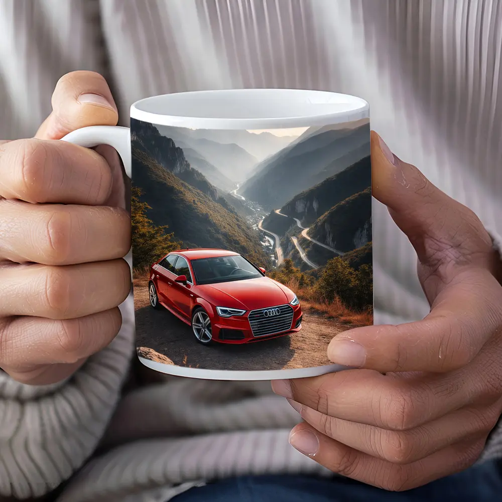 Red Audi A3 Mountain Valley Road – Mugs