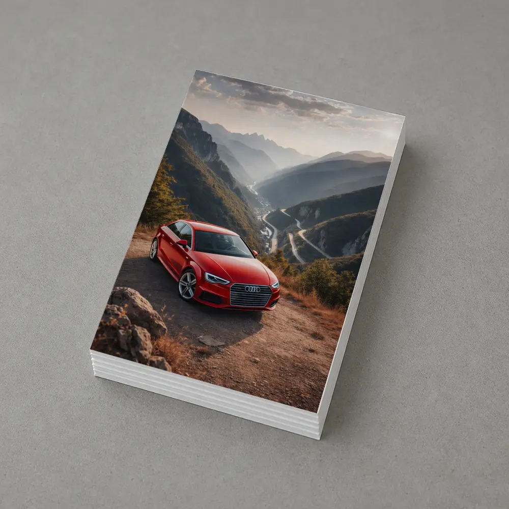 Red Audi A3 Mountain Valley Road – Postcards