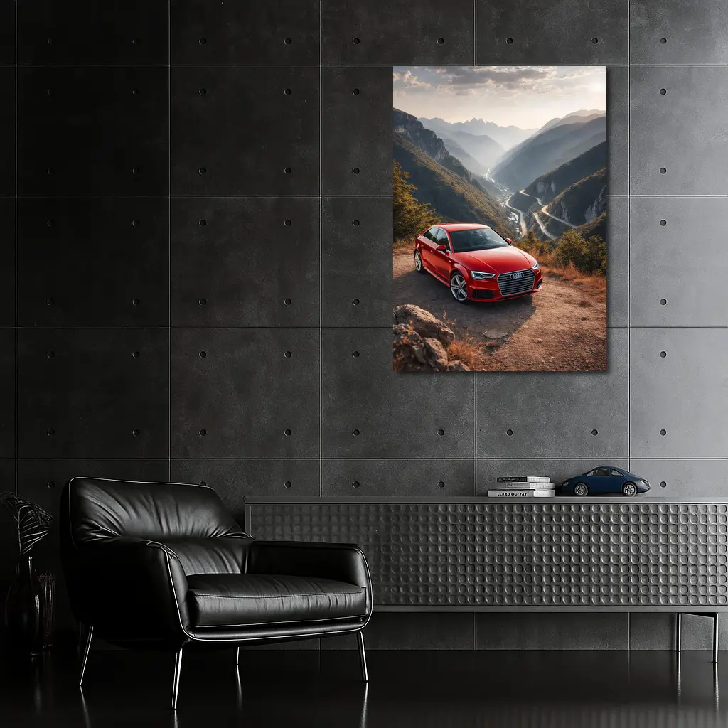 Red Audi A3 Mountain Valley Road – Wall Art