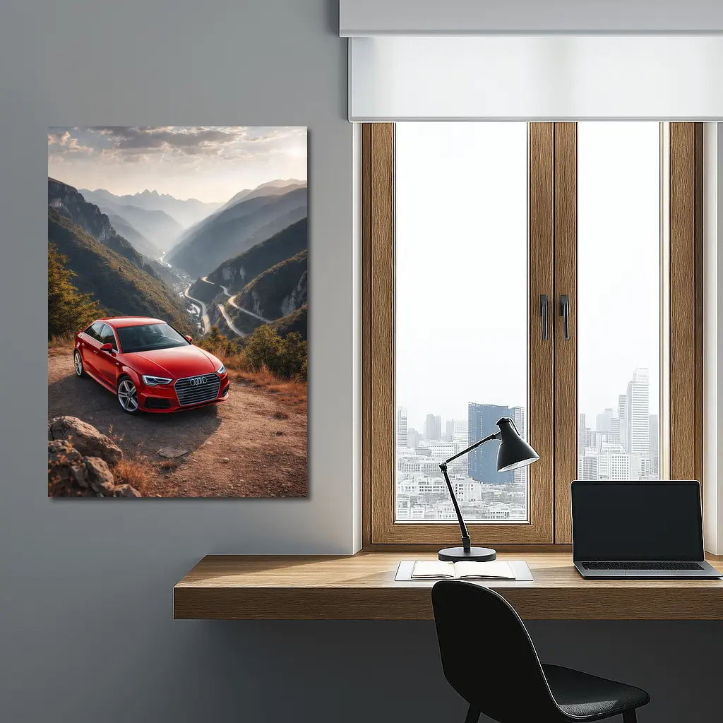 Red Audi A3 Mountain Valley Road – Wall Art