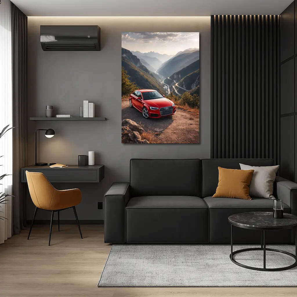 Red Audi A3 Mountain Valley Road – Wall Art