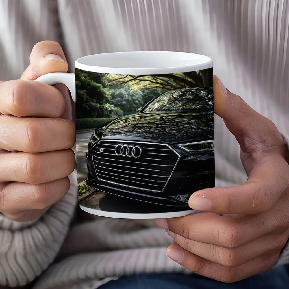 Audi A3 Black Grille Under Forest Trees – Mugs