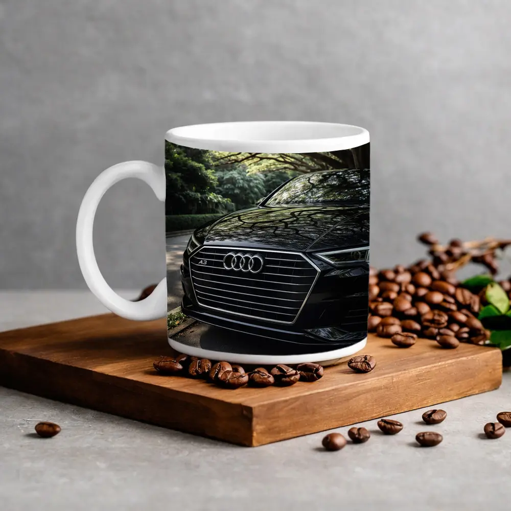 Audi A3 Black Grille Under Forest Trees – Mugs