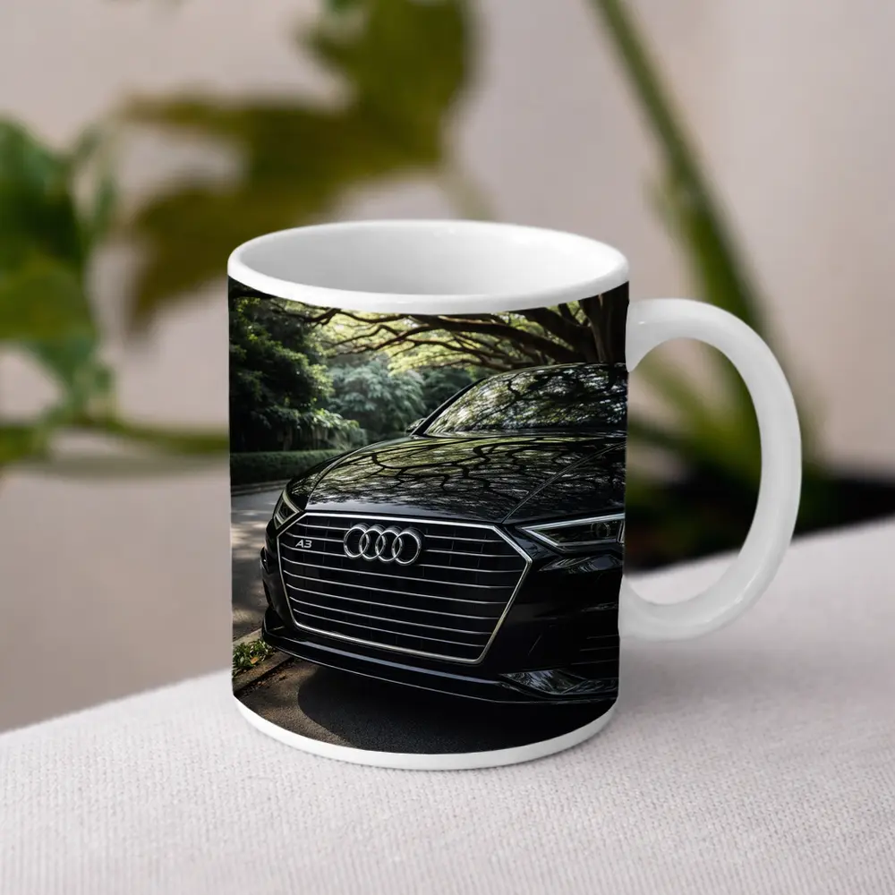 Audi A3 Black Grille Under Forest Trees – Mugs