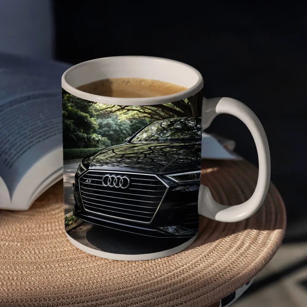 Audi A3 Black Grille Under Forest Trees – Mugs