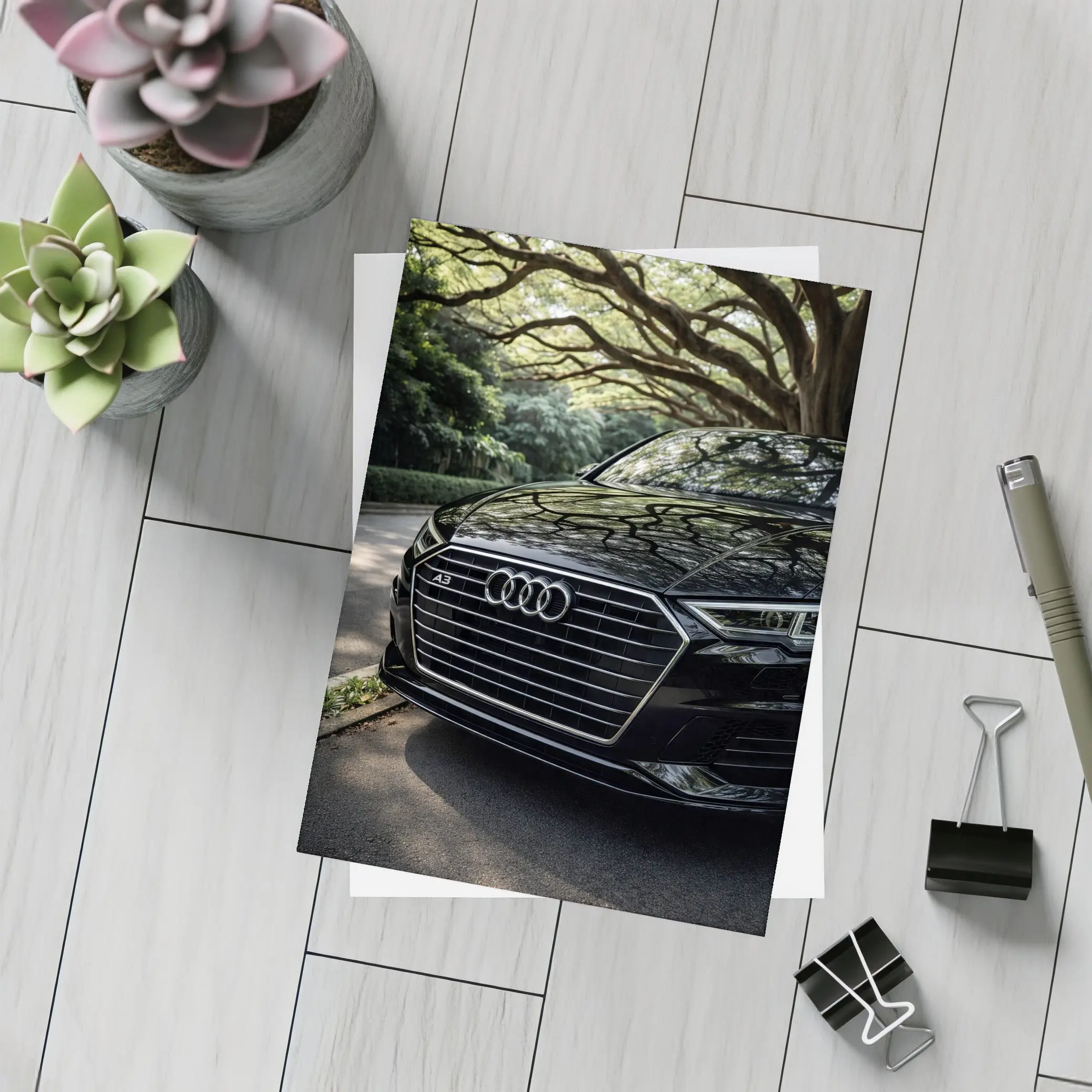 Audi A3 Black Grille Under Forest Trees – Postcards