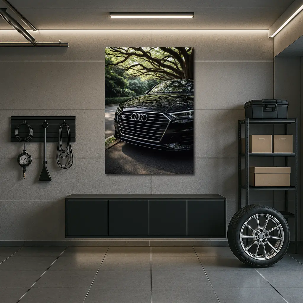 Audi A3 Black Grille Under Forest Trees – Wall Art