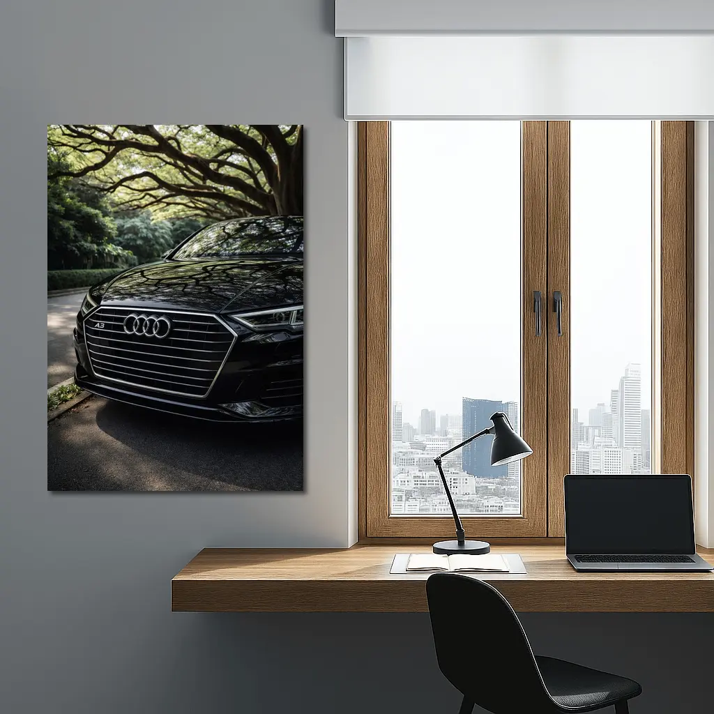 Audi A3 Black Grille Under Forest Trees – Wall Art
