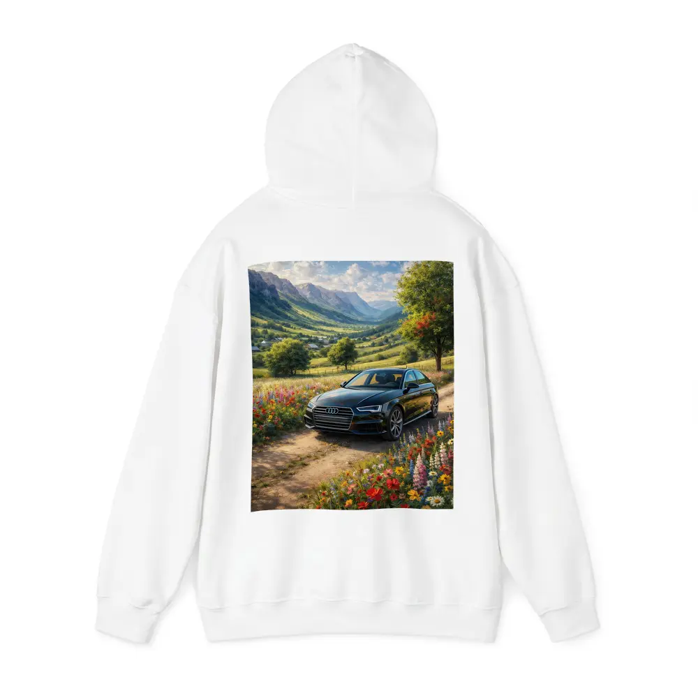 Audi A4 Parked Among Wildflowers Mountain Valley – Hoodies