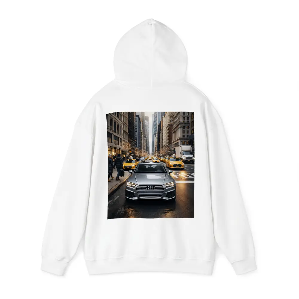 Audi A4 Silver Sedan New York City Street – Hoodies