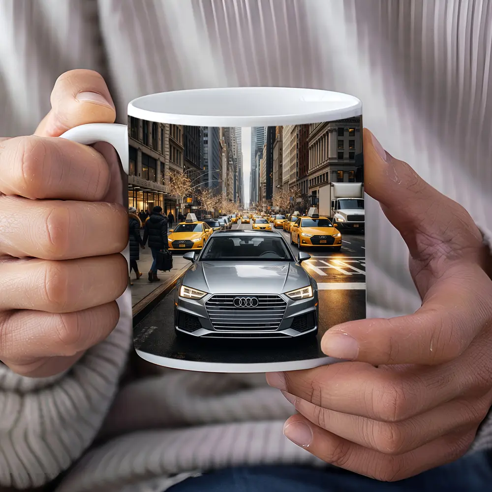 Audi A4 Silver Sedan New York City Street – Mugs