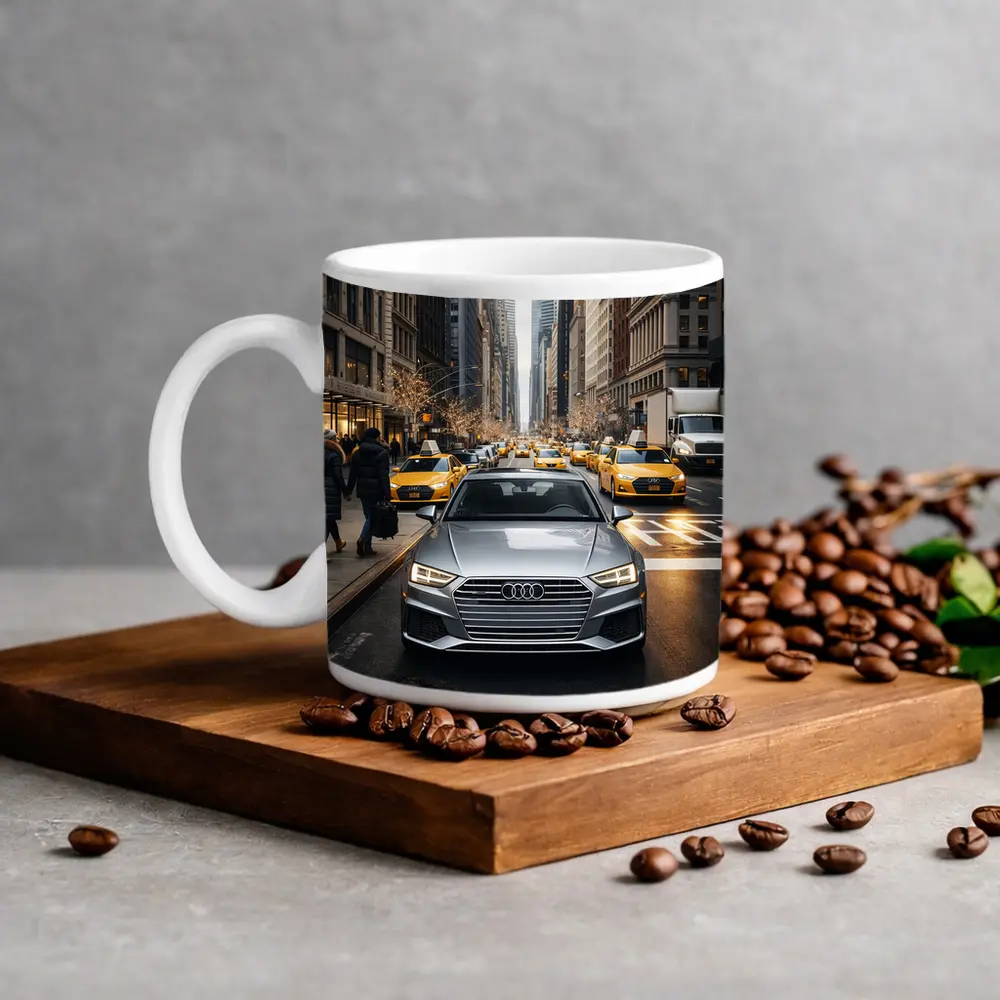 Audi A4 Silver Sedan New York City Street – Mugs