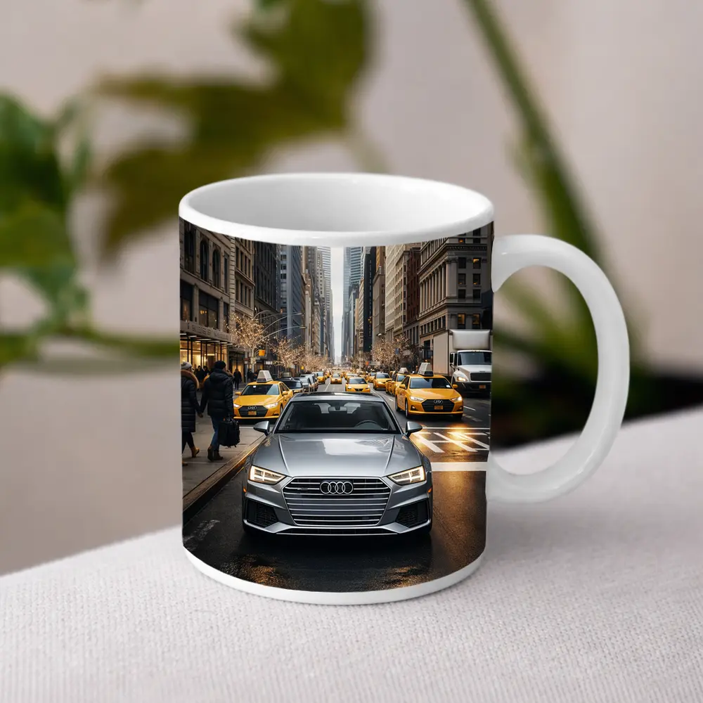 Audi A4 Silver Sedan New York City Street – Mugs