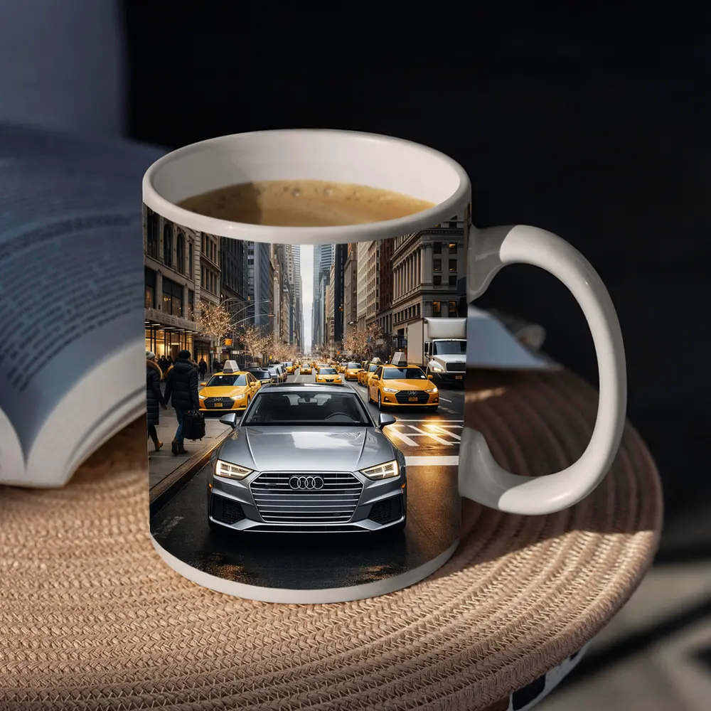 Audi A4 Silver Sedan New York City Street – Mugs