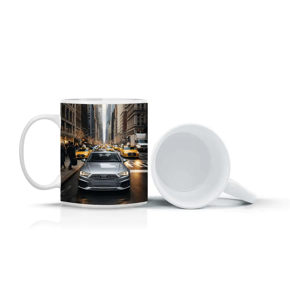 Audi A4 Silver Sedan New York City Street – Mugs