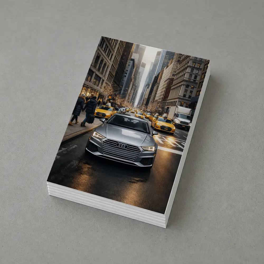 Audi A4 Silver Sedan New York City Street – Postcards