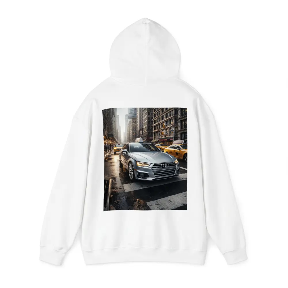 Audi A4 Silver Sedan New York City Street – Hoodies