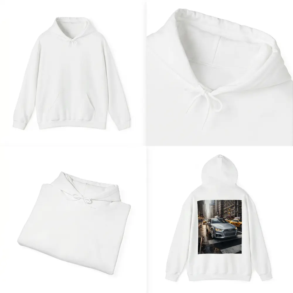 Audi A4 Silver Sedan New York City Street – Hoodies