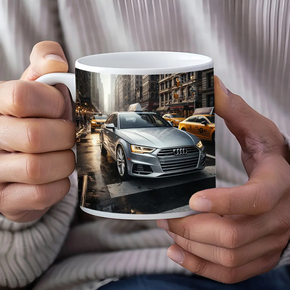 Audi A4 Silver Sedan New York City Street – Mugs
