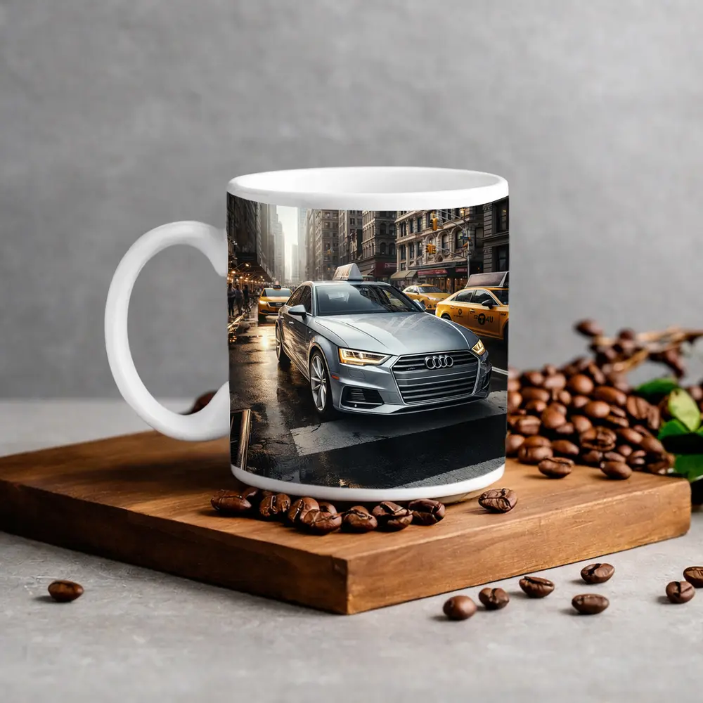 Audi A4 Silver Sedan New York City Street – Mugs